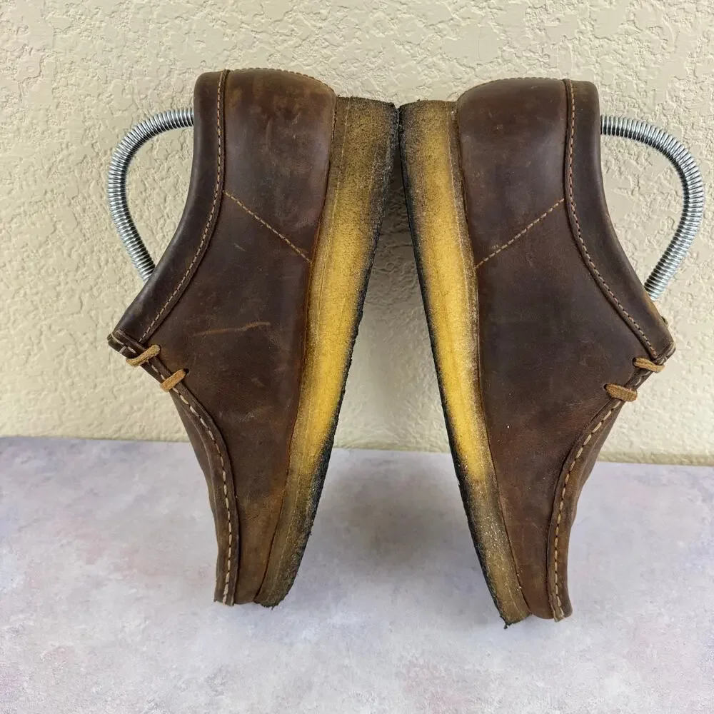 Clarks Originals Wallabee Shoes Mens Size 8 M Beeswax Brown Leather Lace Up